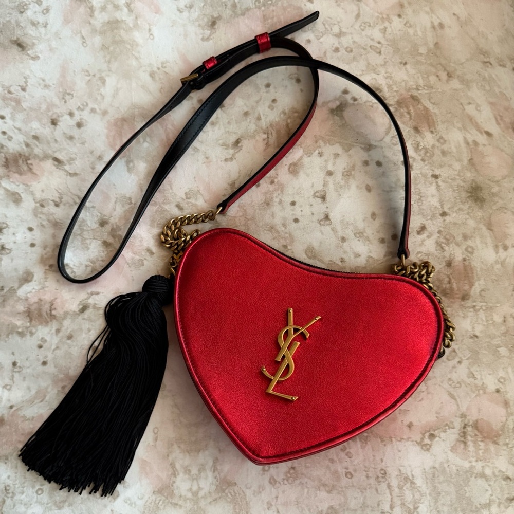 Yves Saint Laurent Red Crossbody Bag with Gold Hardware